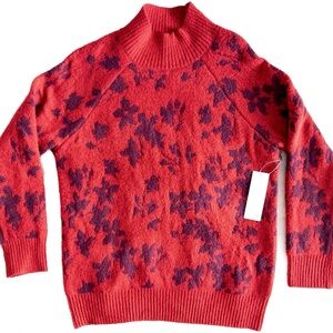 New Liz Claiborne Floral Mock Turtleneck Sweater. Size L